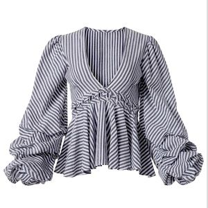 Peplum Balloon Sleeve Top